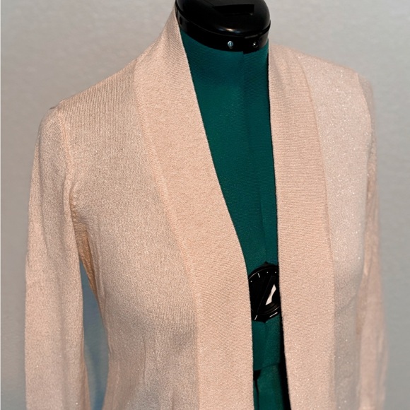 White House Black Market Cream Gold Open Cardigan - Picture 2 of 10